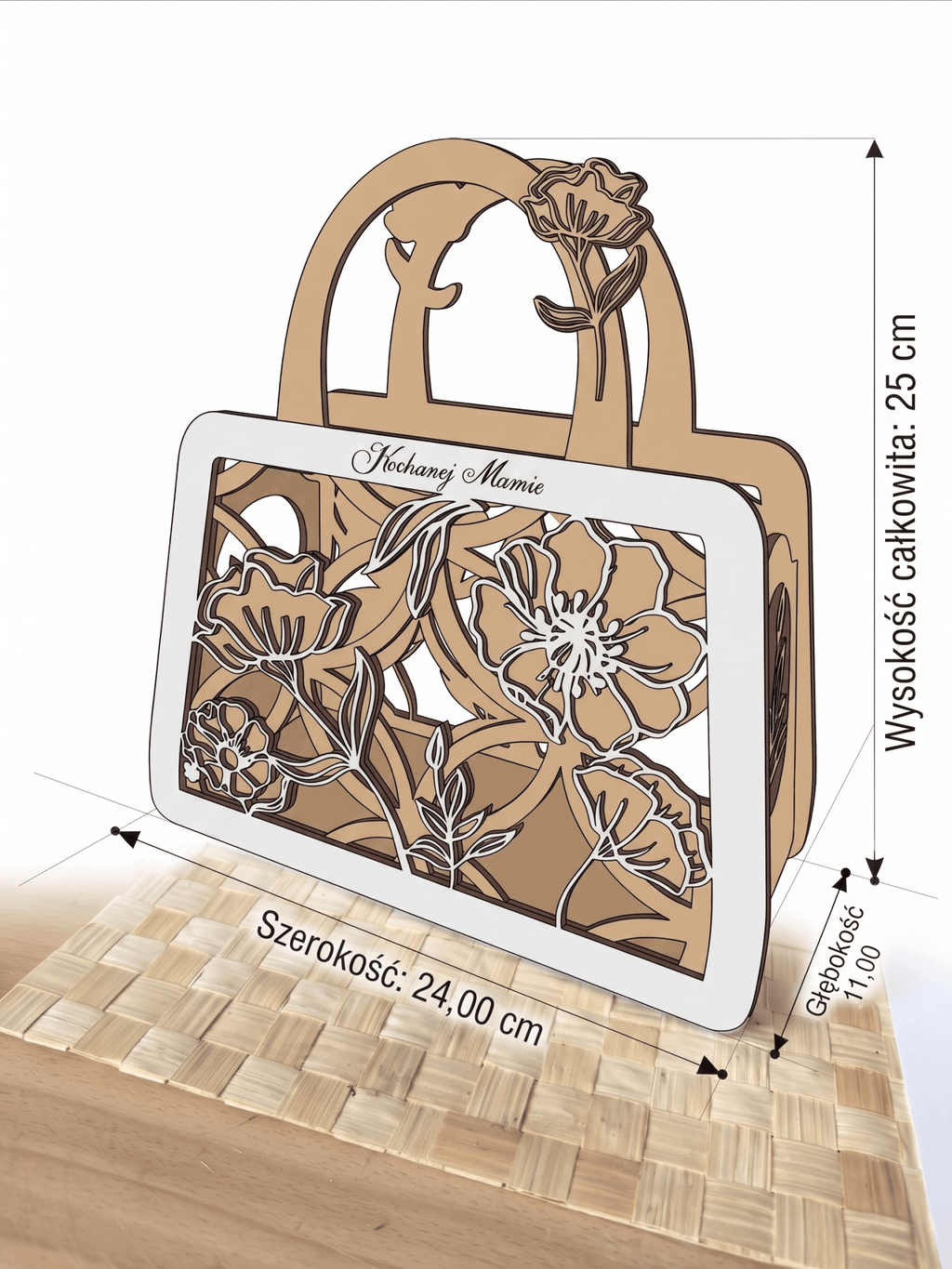 Drewniana Baza Flower Box - Model "Torebka Ażurowa" - Sklep Aga Tworzy