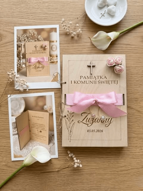 Pamiątka Pierwszej Komunii Świętej z personalizacją 20x15 - Sklep Aga Tworzy