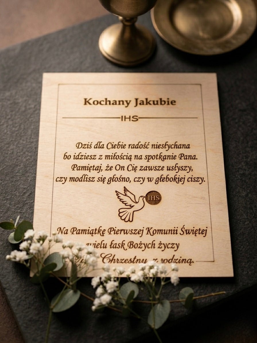 Pamiątka Pierwszej Komunii Świętej z personalizacją. - Sklep Aga Tworzy